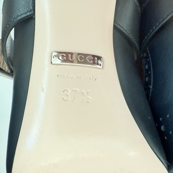 Gucci Black Leather Dionysus Perforated Mary Jane Pumps EU 37.5 - Picture 9 of 10